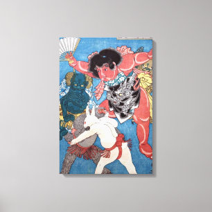 金太郎と動物,国芳 Kintaro & Animals, Kuniyoshi, Ukiyo-e Canvas Print