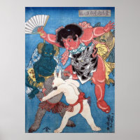 金太郎と動物,国芳 Kintaro & Animals, Kuniyoshi, Ukiyo-e
