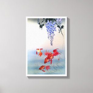 金魚と藤, 小原古邨 Goldfish and Wisteria, Ohara Koson Canvas Print