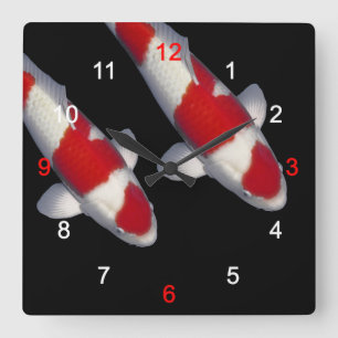 錦 鯉, KOI SQUARE WALL CLOCK
