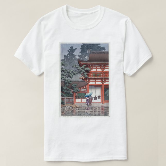 雨の春日大社, 川瀬巴水 Kasuga Shrine in Nara, Hasui Kawase T-Shirt (Design Front)