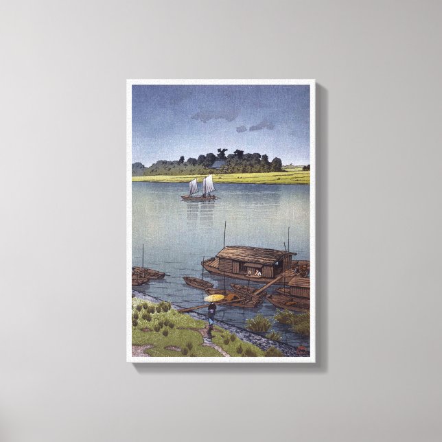 雨の荒川, 川瀬巴水 Summer Rain, Arakawa, Hasui Kawase Canvas Print (Front)