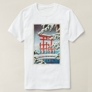 雪の宮島, Miyajima in Snow, Hasui Kawase, Woodcut T-Shirt