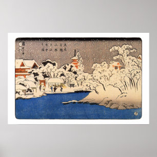 雪の浅草,国芳 Snowy Asakusa, Kuniyoshi, Ukiy Poster