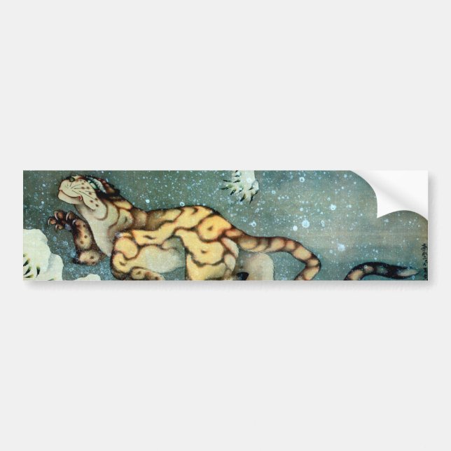 雪中虎図, 北斎 Tiger in the Snow, Hokusai Bumper Sticker (Front)