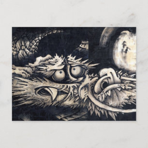 雲龍図, 曾我蕭白 Dragon with Cloud, Sumi-e Postcard