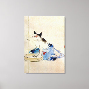顔を洗う猫, 広重 Cat Face Wash, Hiroshige, Ukiyo-e Canvas Print