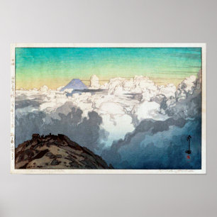 駒ヶ岳山頂, Peak of Komagatake, Yoshida, Woodcut Poster
