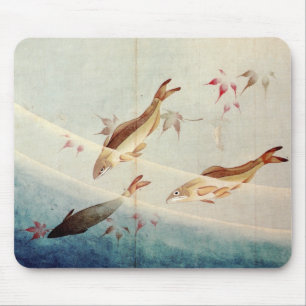 鮎, 北斎 Sweetfish, Hokusai, Art Mouse Mat