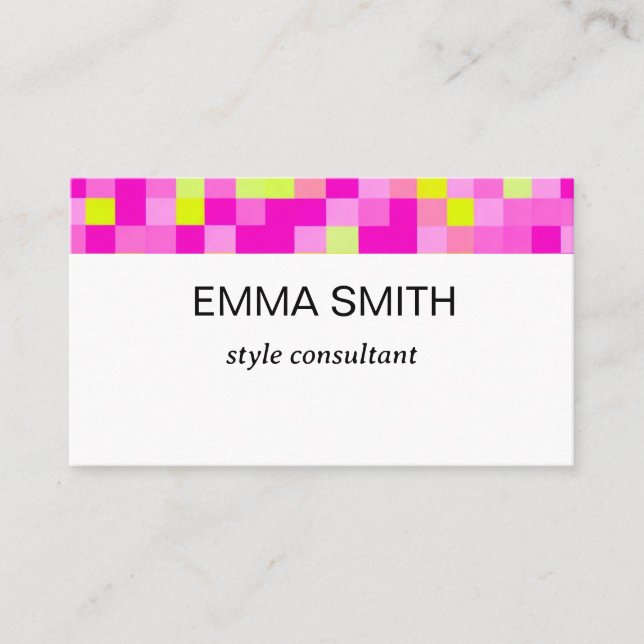 鮮やかなギンガムチェックのキュートな名刺 BUSINESS CARD (Front)