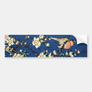 鳥と枝垂桜, 北斎 Bird and Weeping Cherry Tree, Hokusai Bumper Sticker