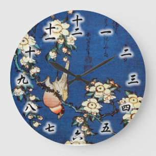 鳥と枝垂桜, 北斎 Bird and Weeping Cherry Tree, Hokusai Large Clock