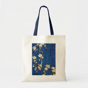 鳥と枝垂桜, 北斎 Bird and Weeping Cherry Tree, Hokusai Tote Bag