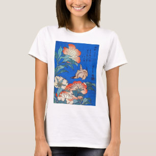 鳥と芍薬, 北斎 Bird and Peony, Hokusai, Ukiyoe T-Shirt
