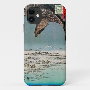 鷲と雪景色, 広重 Eagle and Snow Scene, Hiroshima, Ukiyoe iPhone 11 Case