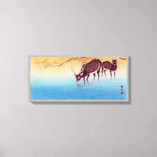 鹿, 小原古邨 Deer, Ohara Koson, Ukiyo-e Canvas Print