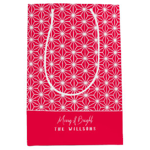 麻の葉 ASANOHA Japanese Kimono pattern Xmas gift Medium Gift Bag