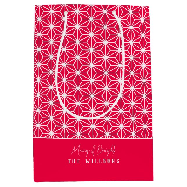 麻の葉 | ASANOHA Japanese Kimono pattern Xmas gift Medium Gift Bag (Front)