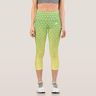 麻の葉 ASANOHA Japanese traditional KIMONO pattern Capri Leggings