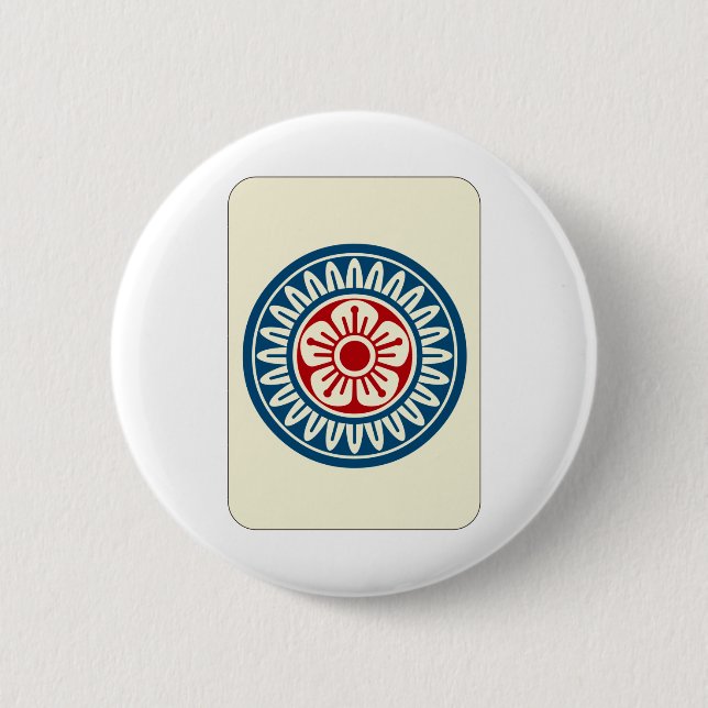 麻雀牌 1筒 / ONE OF CIRCLES -MAHJONG TILE- 6 CM ROUND BADGE (Front)