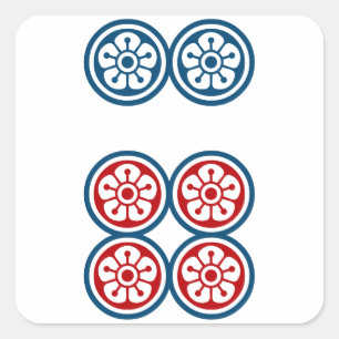 麻雀牌 6筒 / SIX OF CIRCLES -MAHJONG TILE- SQUARE STICKER