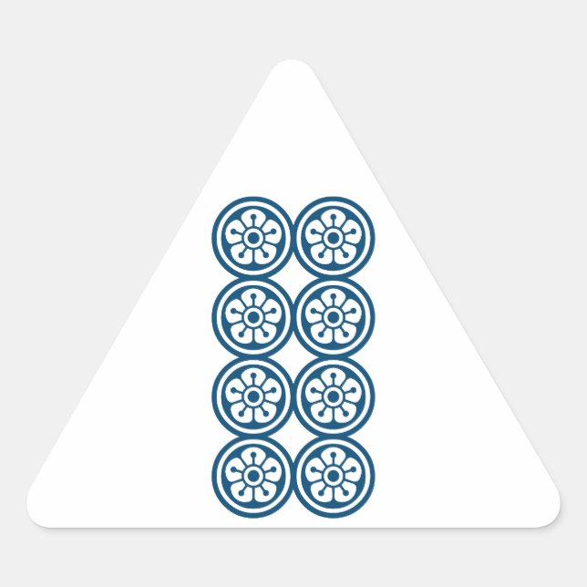 麻雀牌 8筒 / EIGHT OF CIRCLES -MAHJONG TILE- TRIANGLE STICKER (Front)