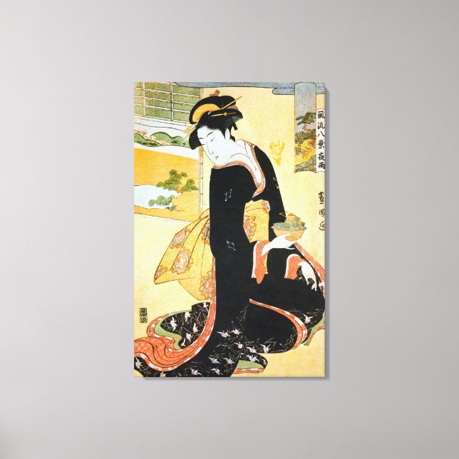 黒い着物の女, 豊国 Woman of Black Kimono, Toyokuni, Ukiyo- Canvas Print (Front)