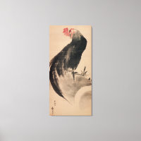 黒い雄鶏, 北斎 Black Rooster, Hokusai