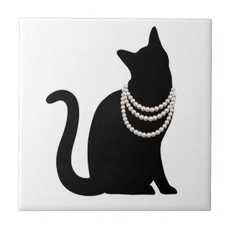 黒猫と宝石 タイル TILE