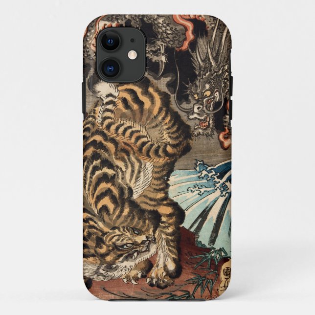 龍虎, 国芳 Tiger & Dragon, Kuniyoshi, Ukiyo-e Case-Mate iPhone Case (Back)