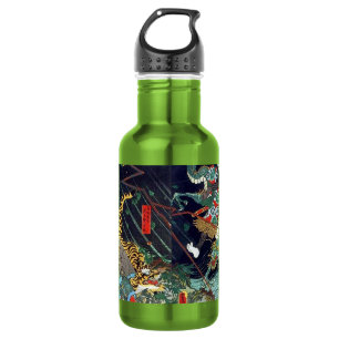 龍虎, 豊国 Dragon & Tiger, Toyokuni, Ukiyo-e 532 Ml Water Bottle