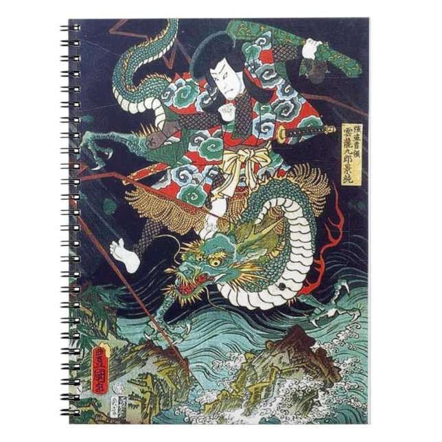 龍虎, 豊国 Dragon & Tiger, Toyokuni, Ukiyo-e Notebook (Front)
