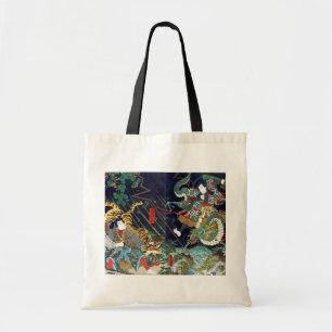 龍虎, 豊国 Dragon & Tiger, Toyokuni, Ukiyo-e Tote Bag