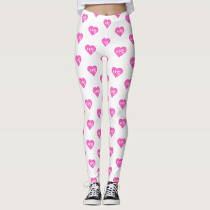 사랑 Korean Hangul For Love in Pink Heart Leggings