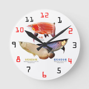 ３種類のAsian Arowanaの壁掛け時計 Round Clock