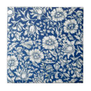 Search for white flower pattern on blue tiles Vintage