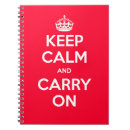 Search for keep calm and carry on notebooks Red