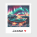 Search for green mountains stickers Aurora borealis