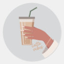 Search for beverage small round stickers Latte