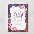 Search for purple floral bridal shower invitations Glitter
