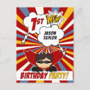 Search for superhero 1st birthday invitations First
