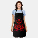 Search for red damask aprons For her