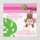 Search for girl monkey birthday invitations Green