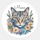 Search for cat with flowers stickers Watercolor