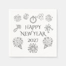 Search for happy new year napkins Black and white