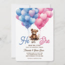 Search for pink blue balloon gender reveal invitations Watercolor