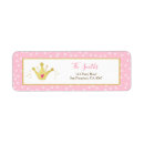 Search for gold crown return address labels Princess birthday