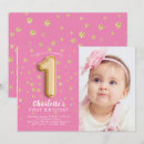 Search for foil 1st birthday invitations Pink