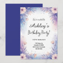 Search for blue flowers birthday invitations Feminine