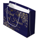 Search for navy and gold gift bags Maid of honour